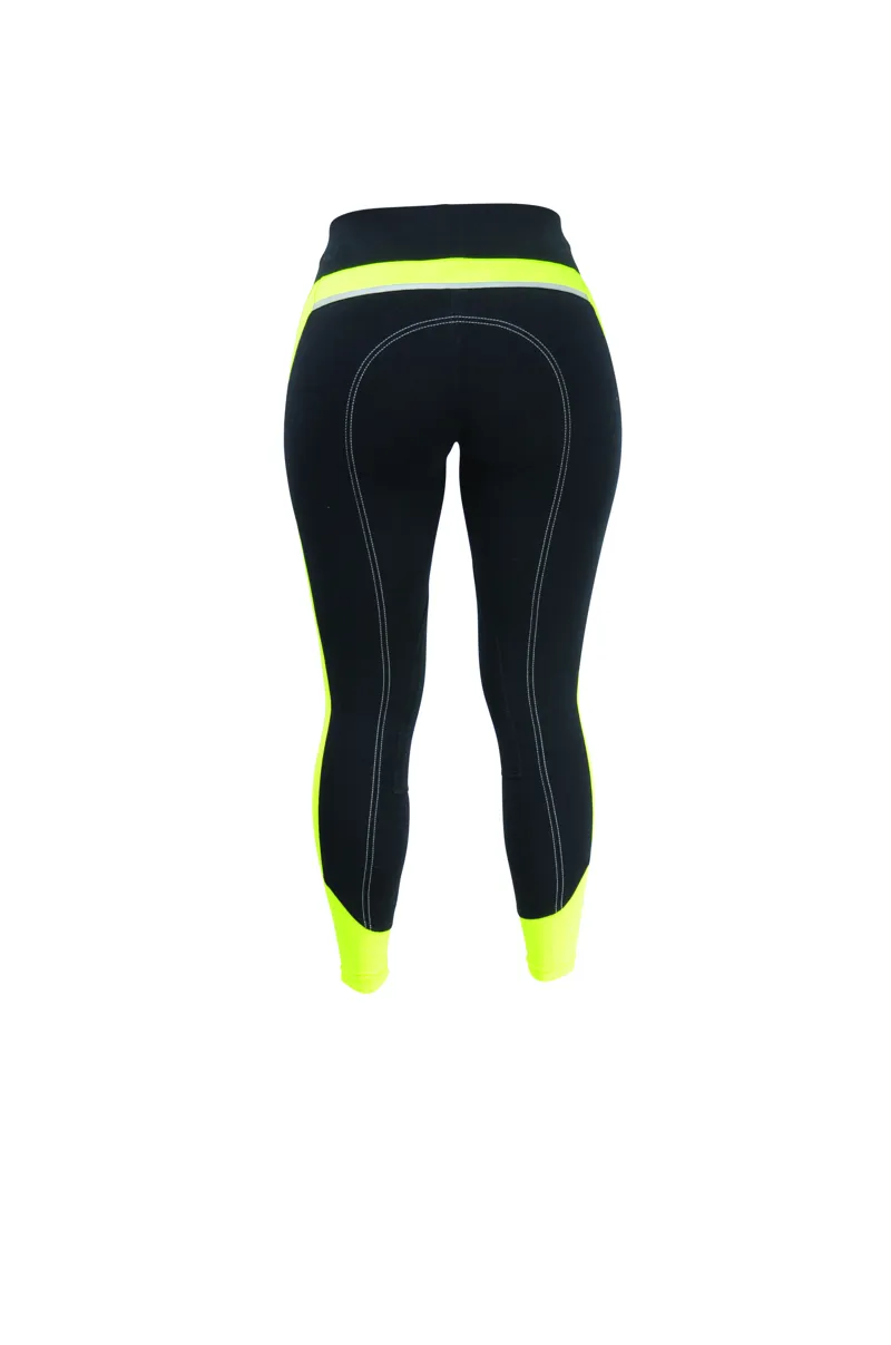 Hy Equestrian Reflector Ladies Breeches - Yellow/Black-3